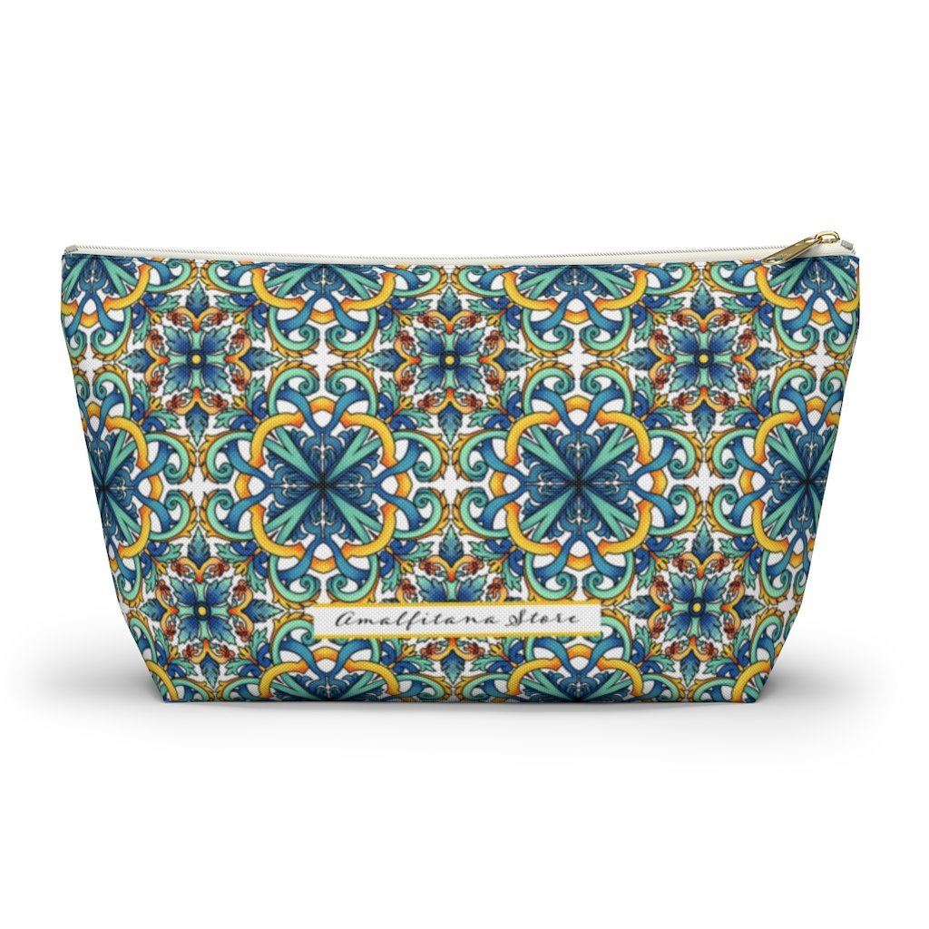 Amalfi Coast Ceramic Tiles Accessory Pouch w T-bottom - AMALFITANA STORE