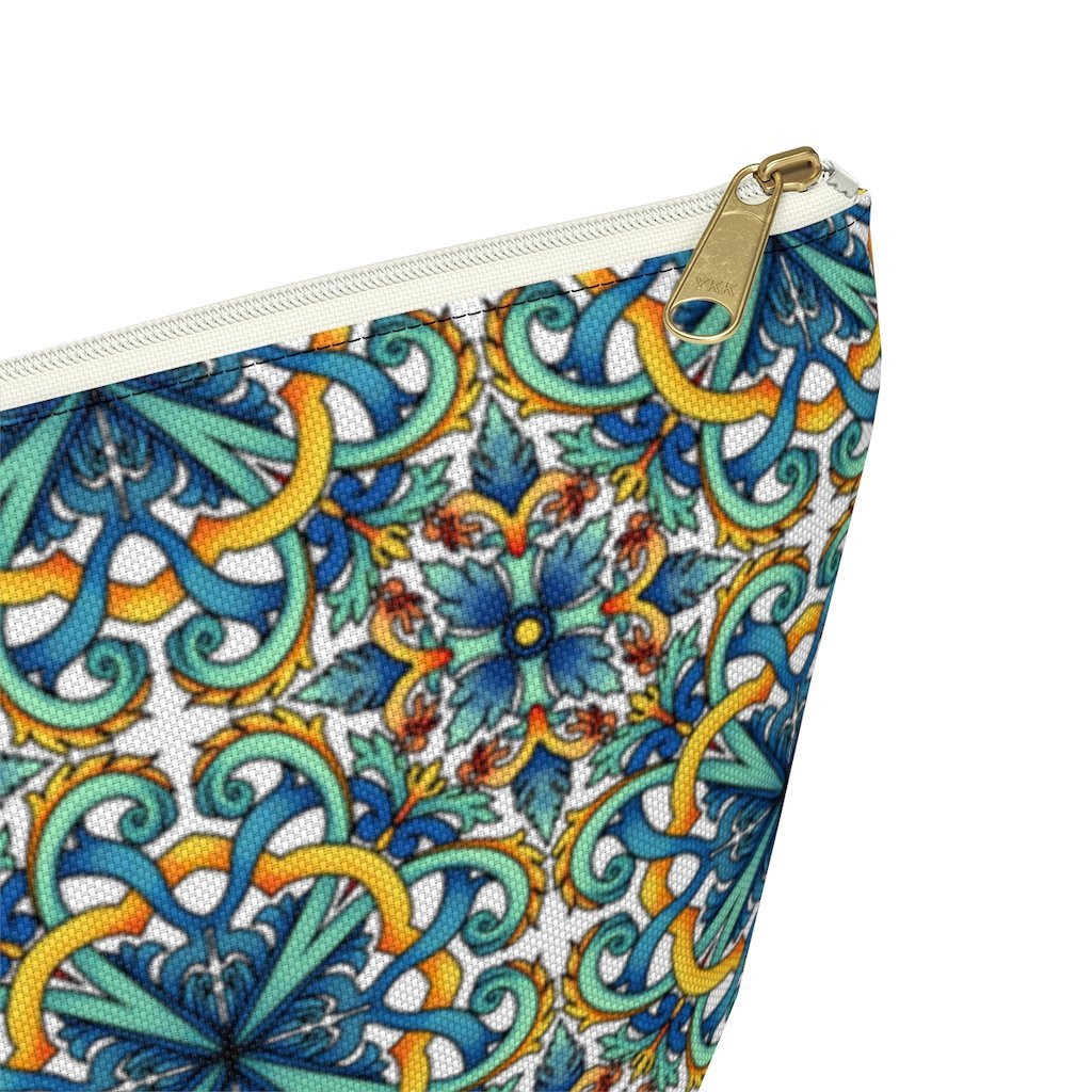 Amalfi Coast Ceramic Tiles Accessory Pouch w T-bottom - AMALFITANA STORE