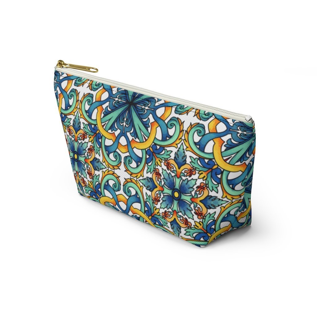 Amalfi Coast Ceramic Tiles Accessory Pouch w T-bottom - AMALFITANA STORE
