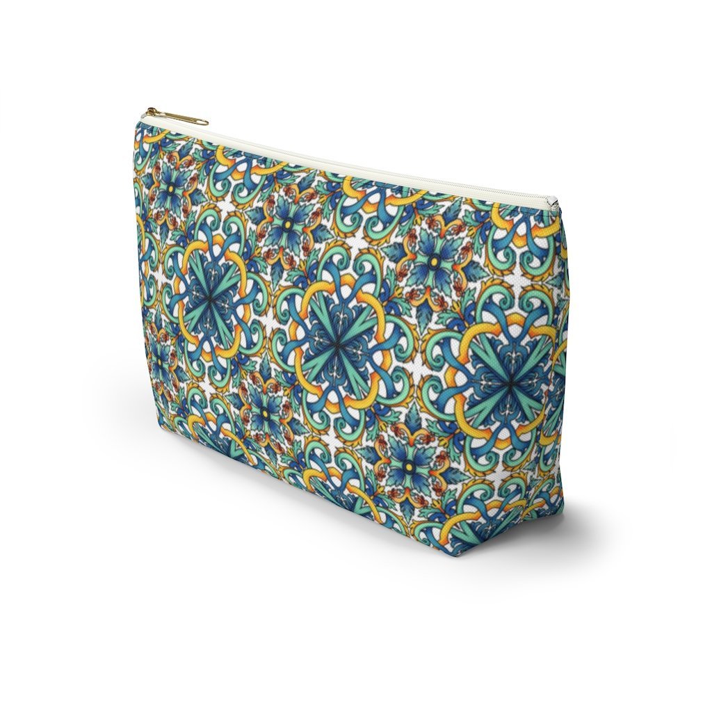 Amalfi Coast Ceramic Tiles Accessory Pouch w T-bottom - AMALFITANA STORE