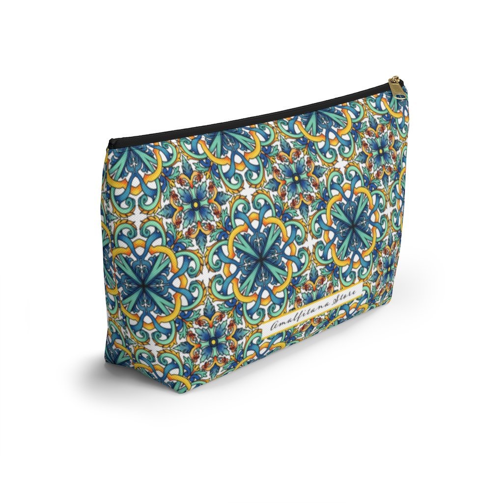 Amalfi Coast Ceramic Tiles Accessory Pouch w T-bottom - AMALFITANA STORE