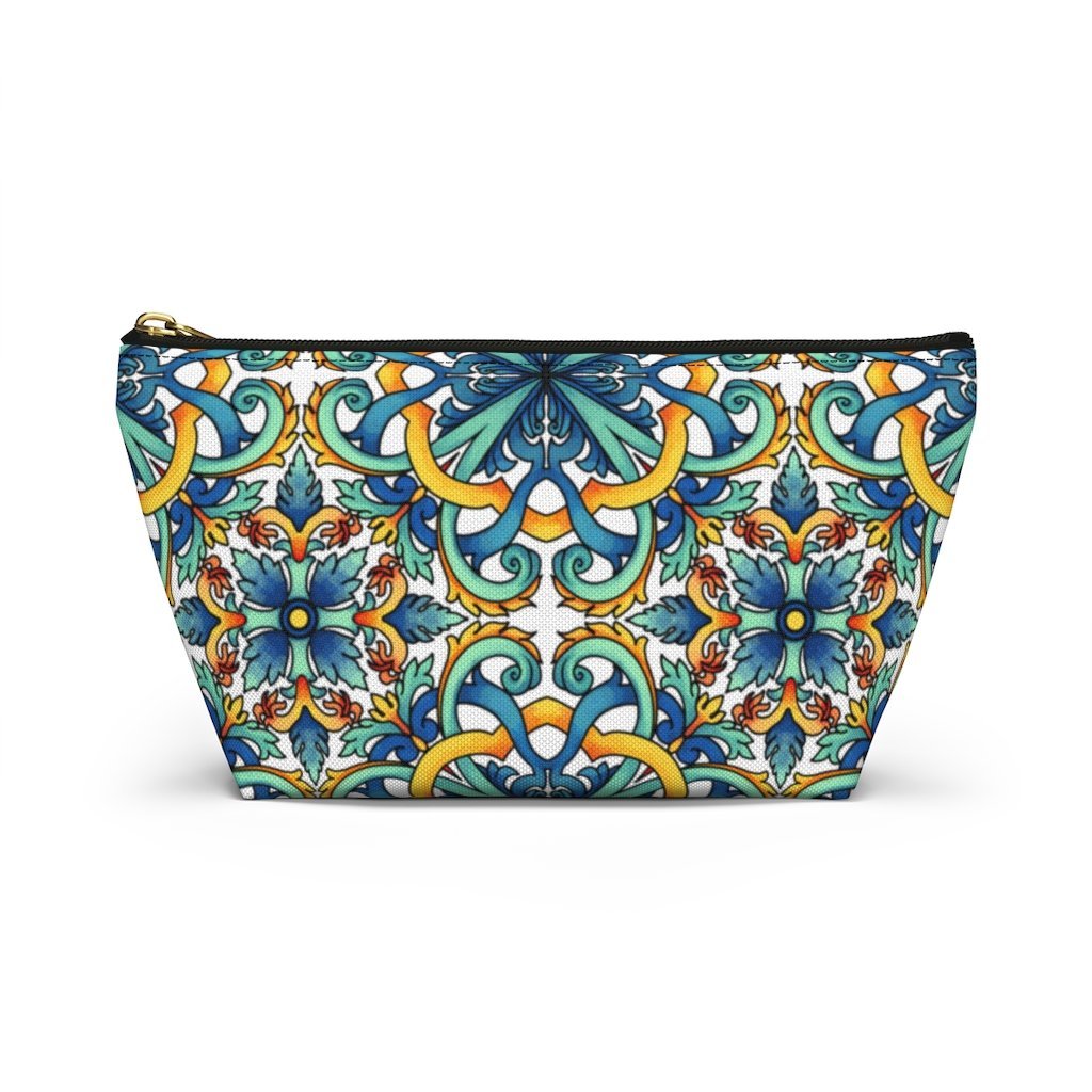 Amalfi Coast Ceramic Tiles Accessory Pouch w T-bottom - AMALFITANA STORE