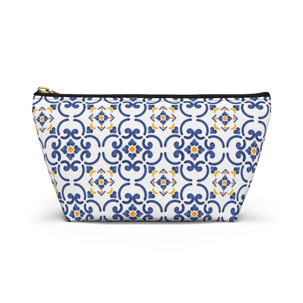 Amalfi Coast Ceramic Tiles Accessory Pouch w T-bottom - AMALFITANA STORE