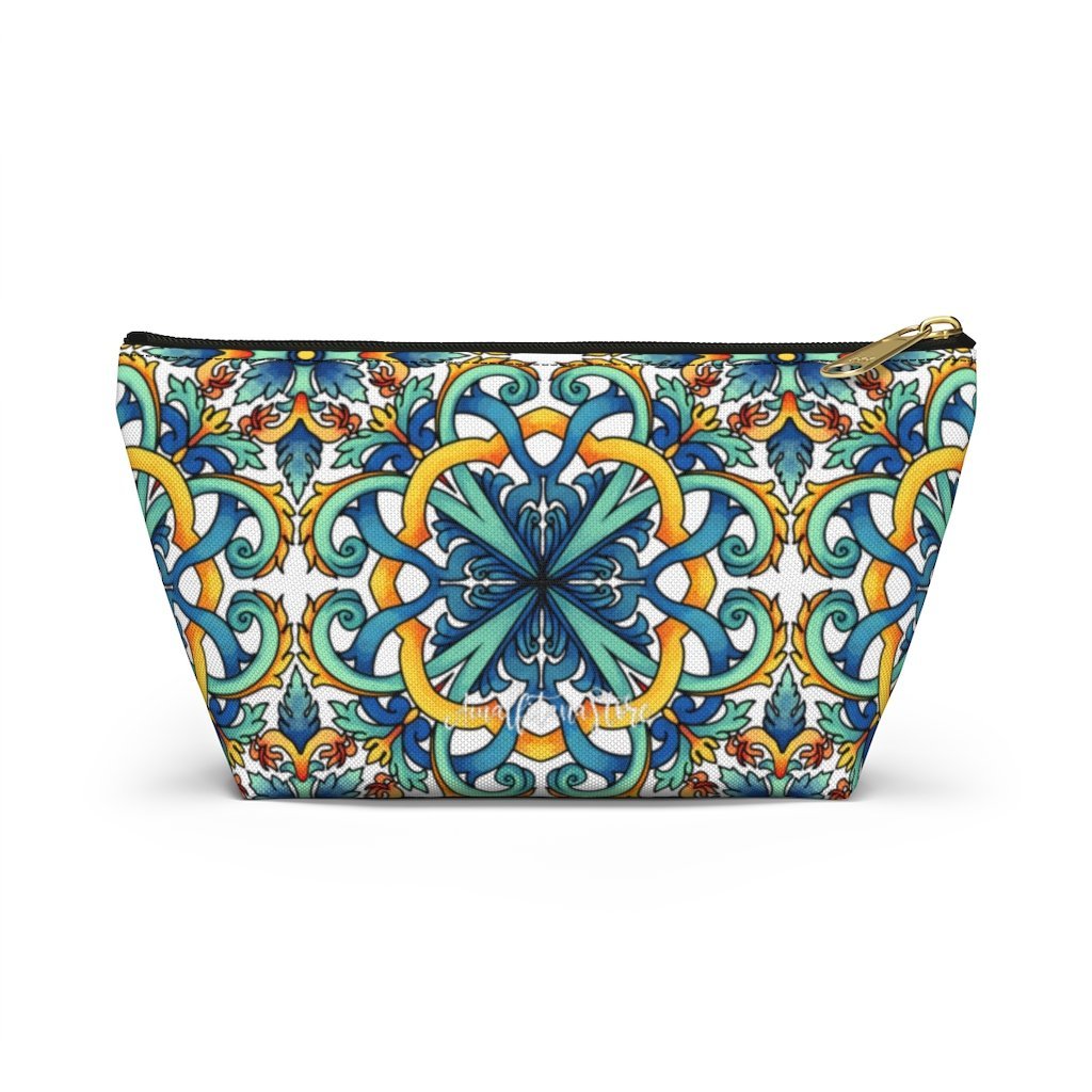 Amalfi Coast Ceramic Tiles Accessory Pouch w T-bottom - AMALFITANA STORE