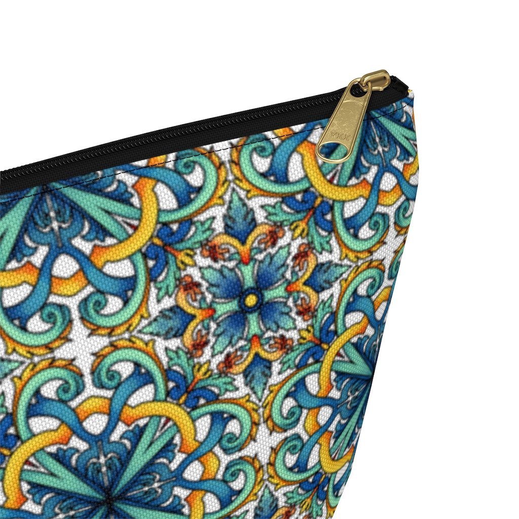 Amalfi Coast Ceramic Tiles Accessory Pouch w T-bottom - AMALFITANA STORE
