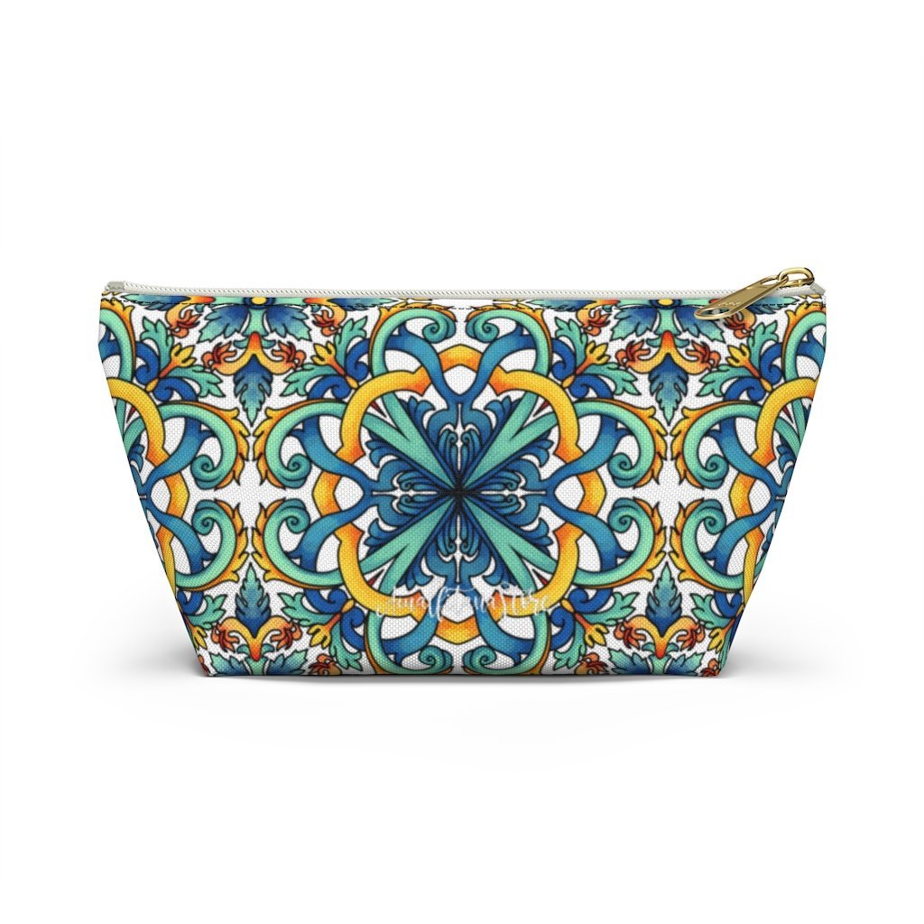 Amalfi Coast Ceramic Tiles Accessory Pouch w T-bottom - AMALFITANA STORE