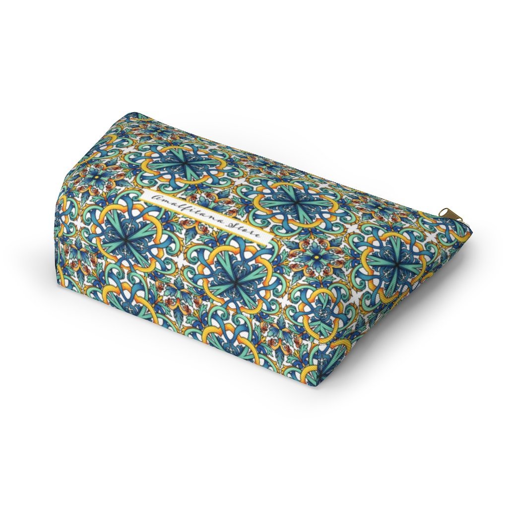 Amalfi Coast Ceramic Tiles Accessory Pouch w T-bottom - AMALFITANA STORE