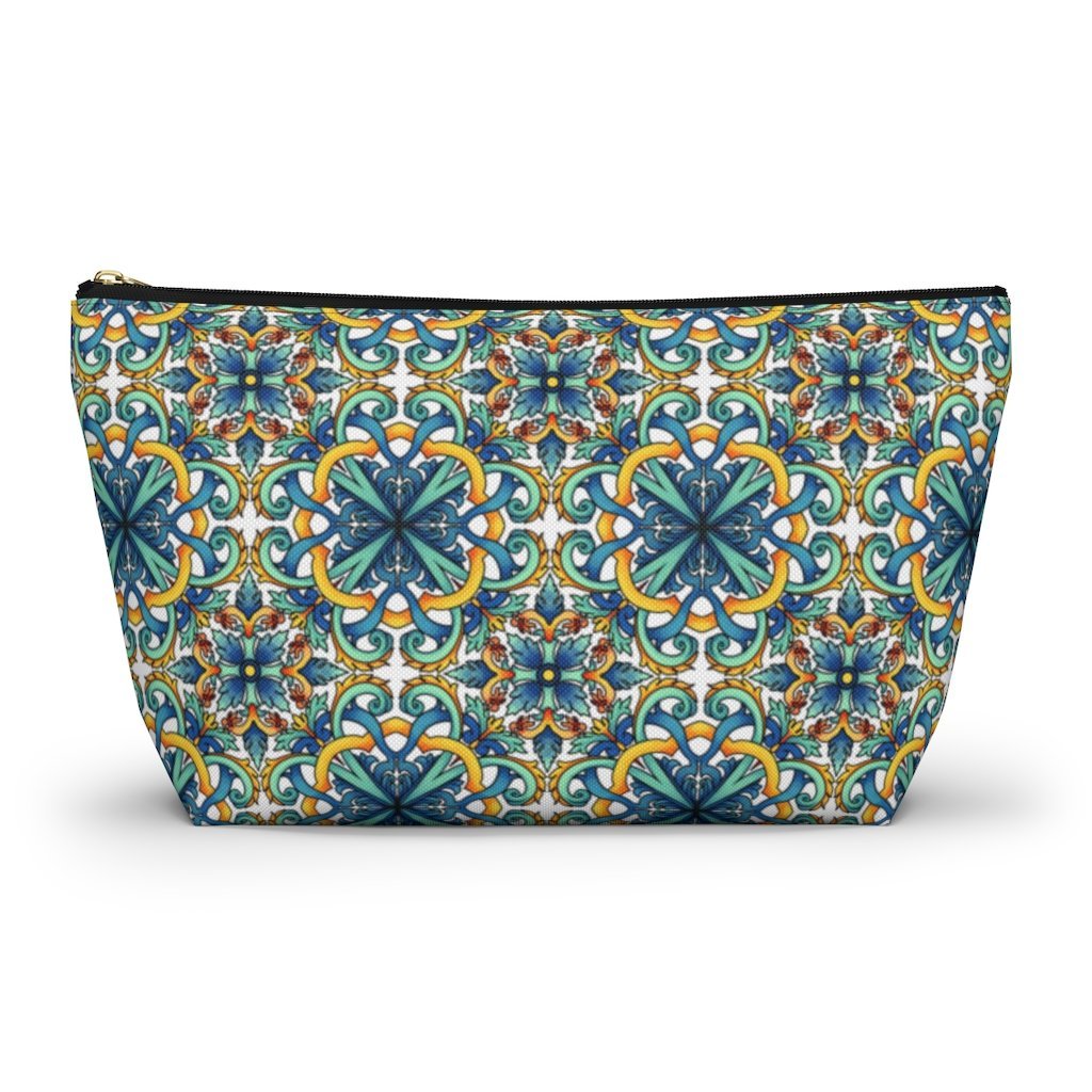 Amalfi Coast Ceramic Tiles Accessory Pouch w T-bottom - AMALFITANA STORE