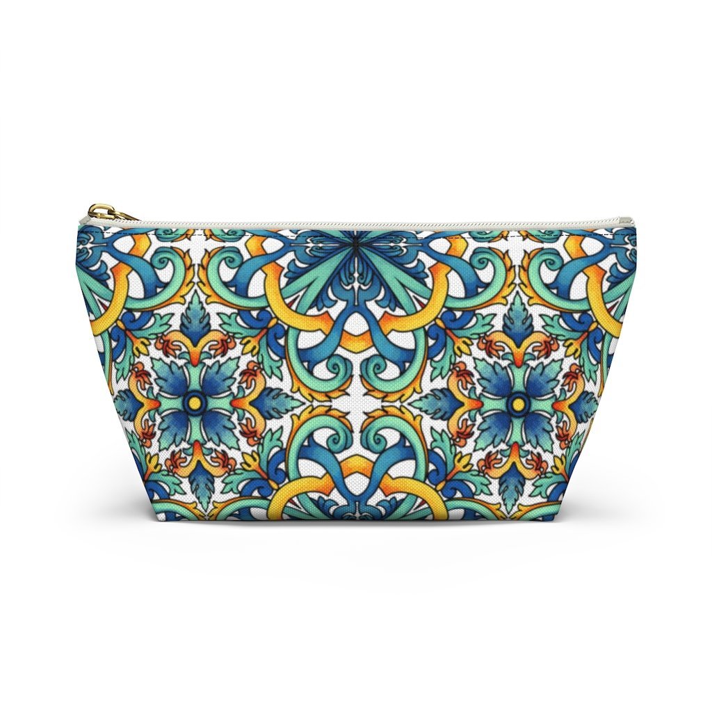 Amalfi Coast Ceramic Tiles Accessory Pouch w T-bottom - AMALFITANA STORE
