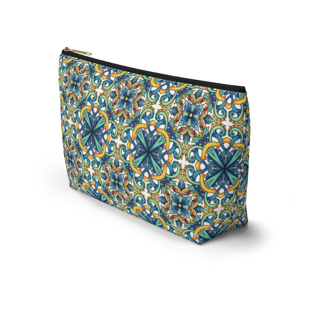 Amalfi Coast Ceramic Tiles Accessory Pouch w T-bottom - AMALFITANA STORE