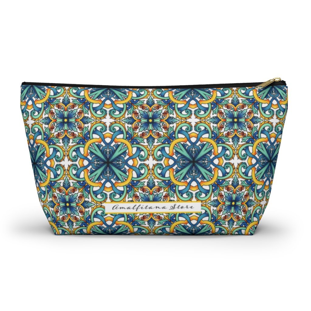 Amalfi Coast Ceramic Tiles Accessory Pouch w T-bottom - AMALFITANA STORE