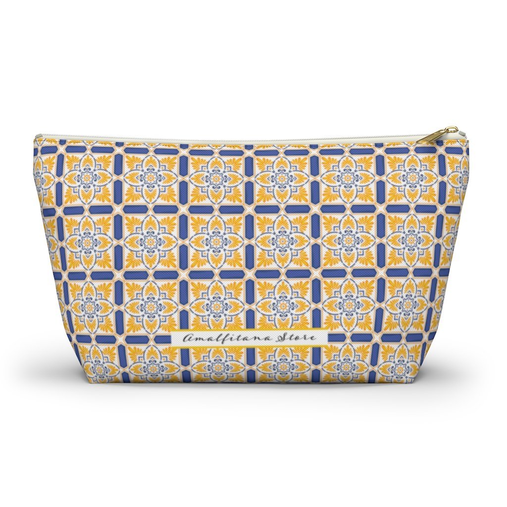 Amalfi Coast Ceramic Tiles Accessory Pouch w T-bottom Travel Bag Positano - AMALFITANA STORE