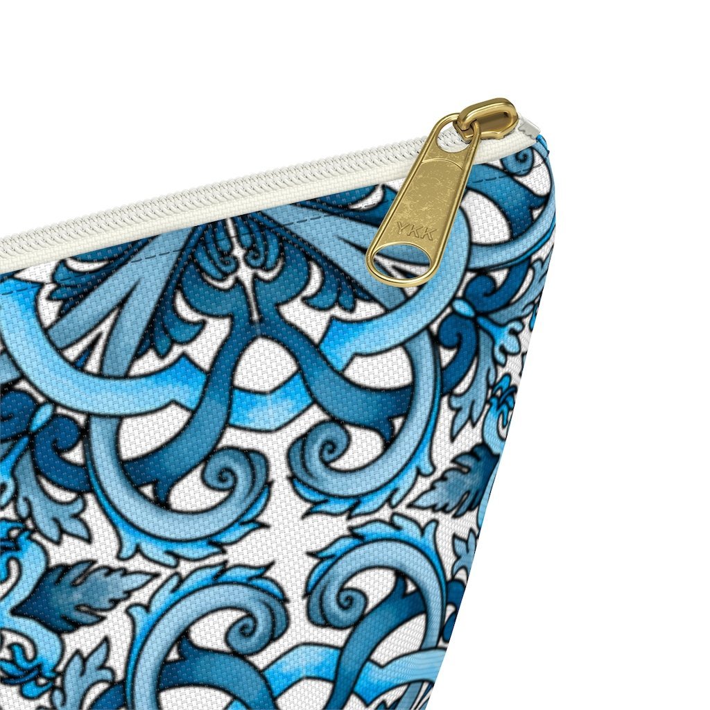 "Blue Positano" Amalfi Coast Ceramic Tiles Accessory Pouch w T-bottom - AMALFITANA STORE
