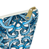 "Blue Positano" Amalfi Coast Ceramic Tiles Accessory Pouch w T-bottom - AMALFITANA STORE