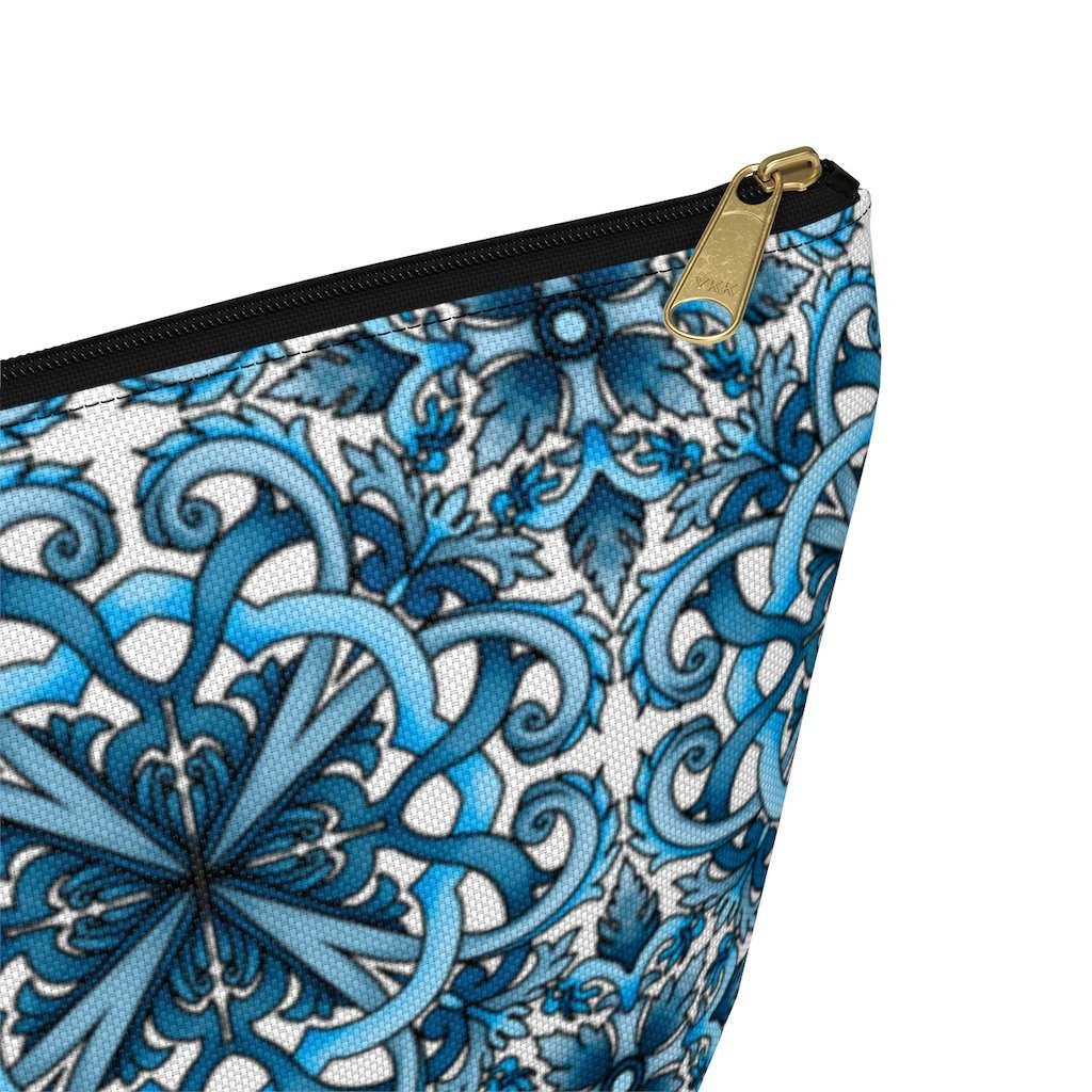 "Blue Positano" Amalfi Coast Ceramic Tiles Accessory Pouch w T-bottom - AMALFITANA STORE