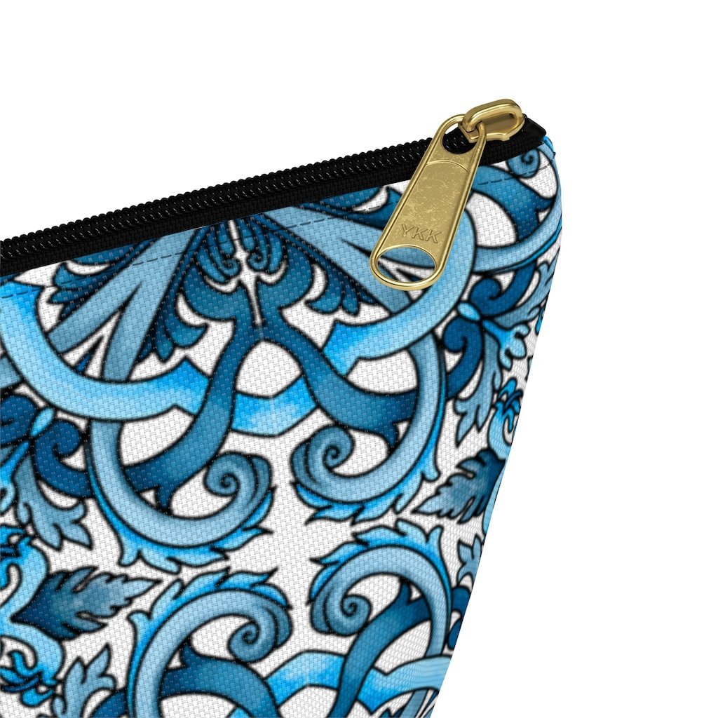 "Blue Positano" Amalfi Coast Ceramic Tiles Accessory Pouch w T-bottom - AMALFITANA STORE