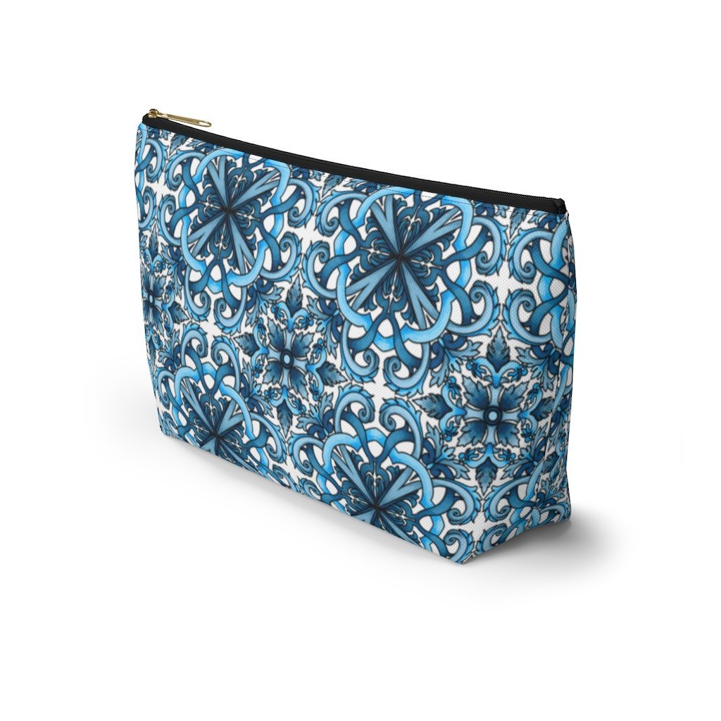 "Blue Positano" Amalfi Coast Ceramic Tiles Accessory Pouch w T-bottom - AMALFITANA STORE