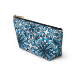 "Blue Positano" Amalfi Coast Ceramic Tiles Accessory Pouch w T-bottom - AMALFITANA STORE