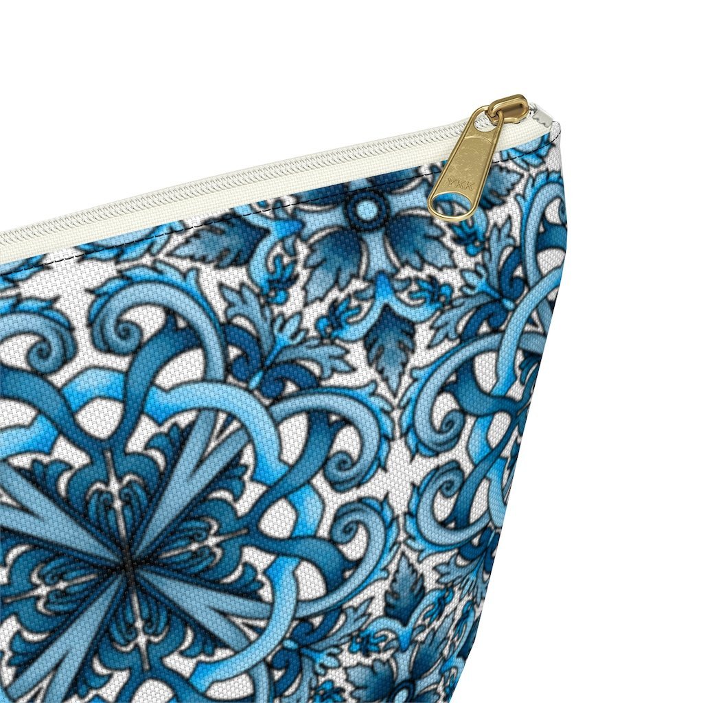 "Blue Positano" Amalfi Coast Ceramic Tiles Accessory Pouch w T-bottom - AMALFITANA STORE