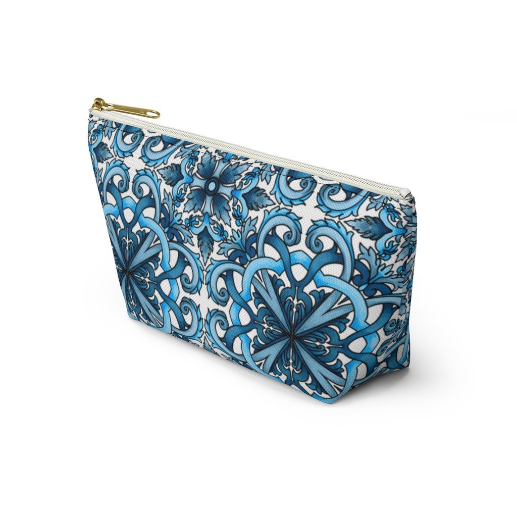 "Blue Positano" Amalfi Coast Ceramic Tiles Accessory Pouch w T-bottom - AMALFITANA STORE