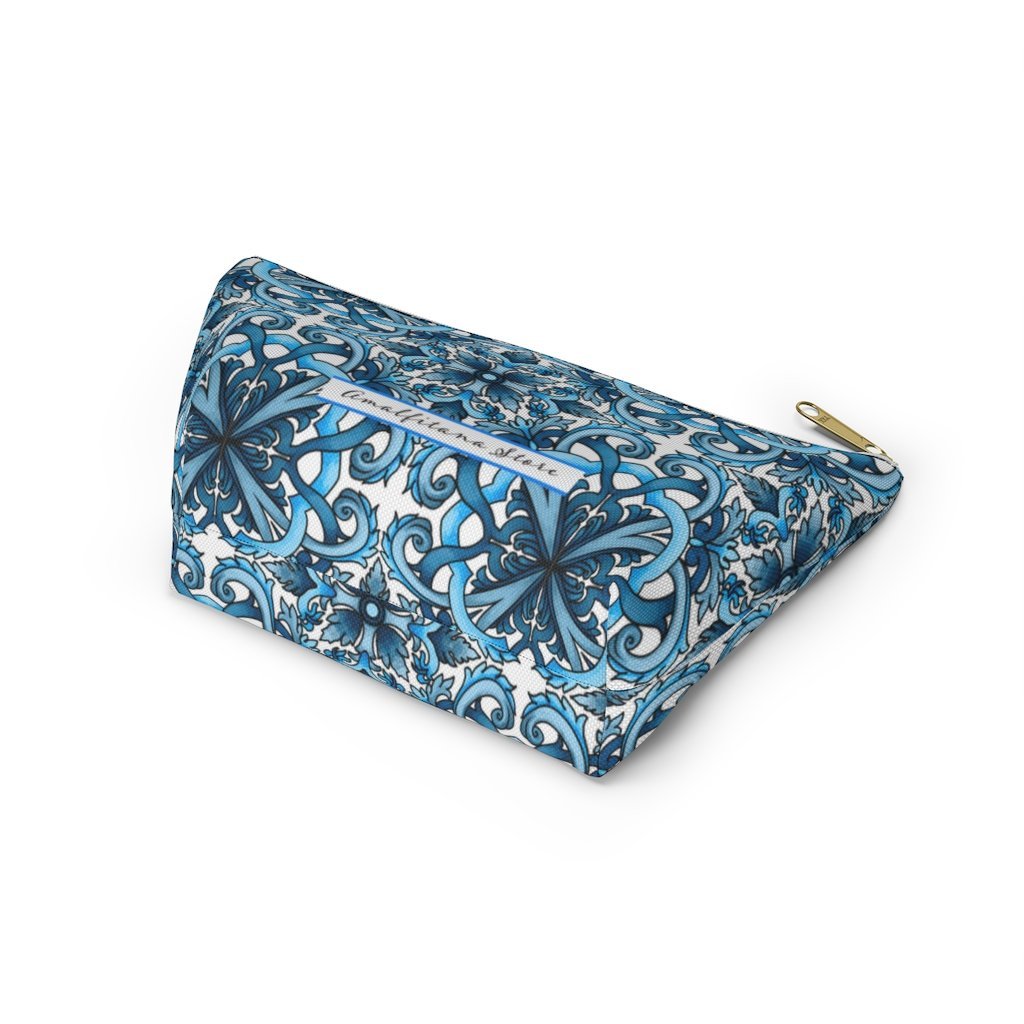 "Blue Positano" Amalfi Coast Ceramic Tiles Accessory Pouch w T-bottom - AMALFITANA STORE