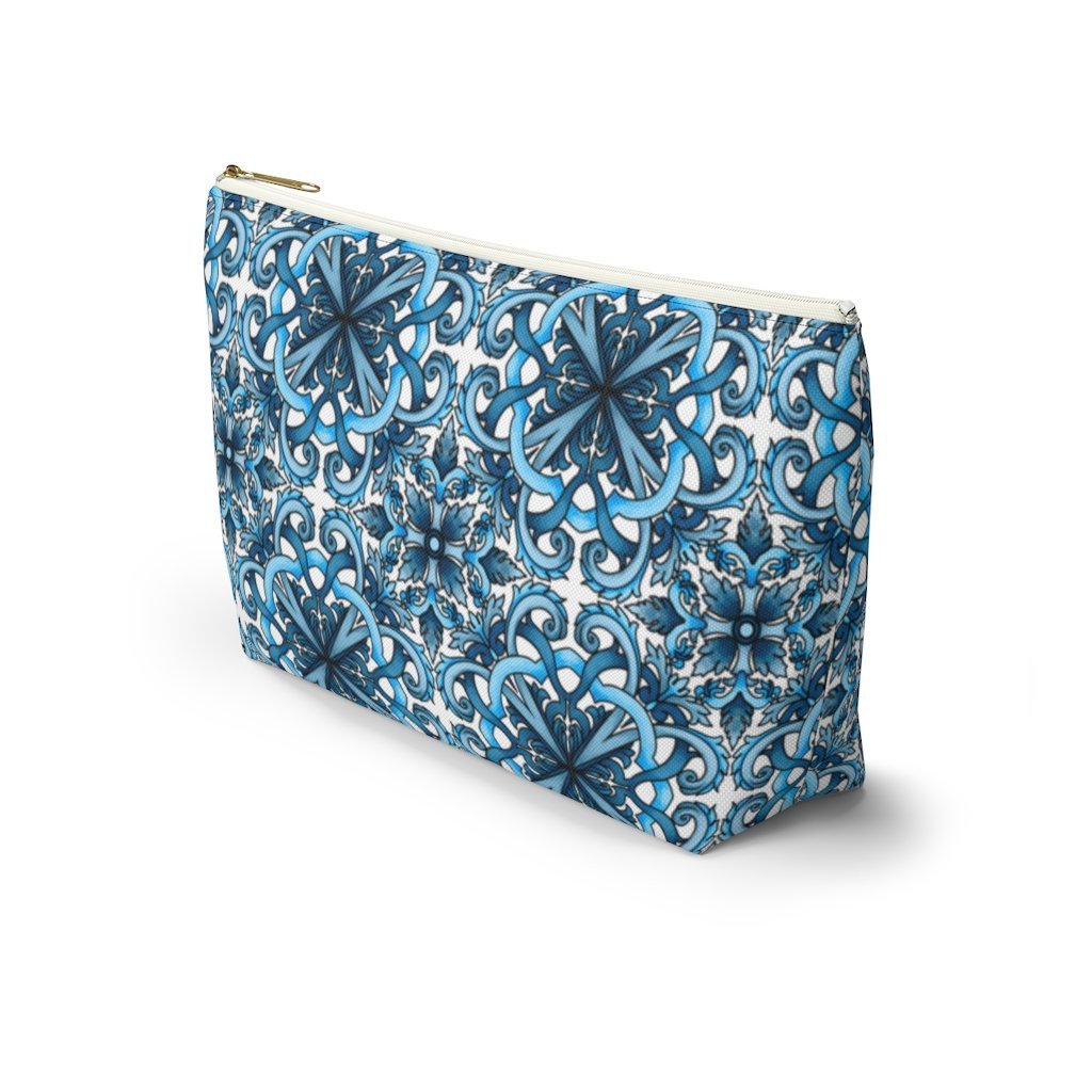 "Blue Positano" Amalfi Coast Ceramic Tiles Accessory Pouch w T-bottom - AMALFITANA STORE