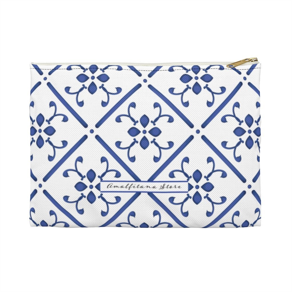 Blue Praiano Tiles Accessory Pouch - AMALFITANA STORE