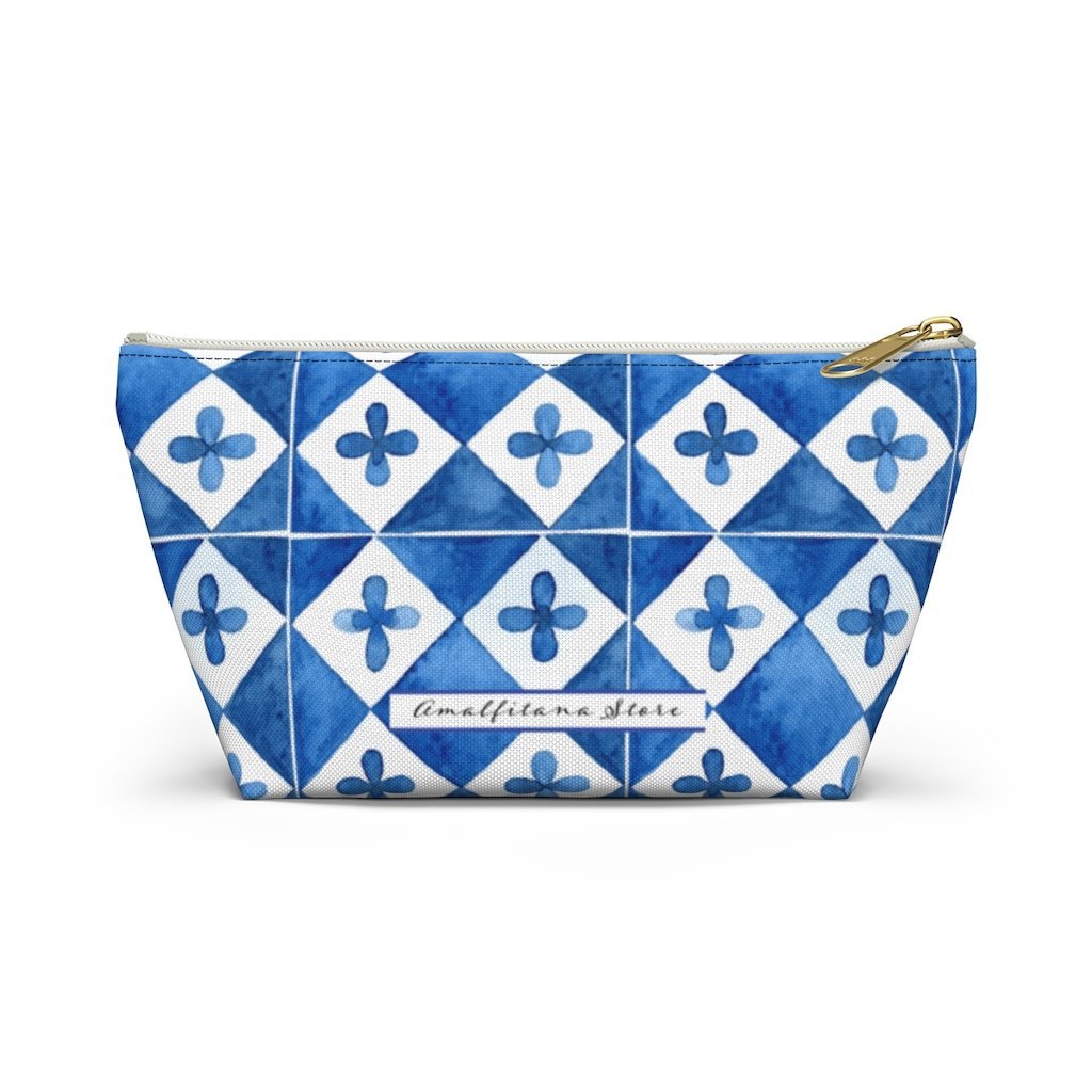 Capri Ceramics Tiles Accessory Pouch w T-bottom Travel Bag - AMALFITANA STORE