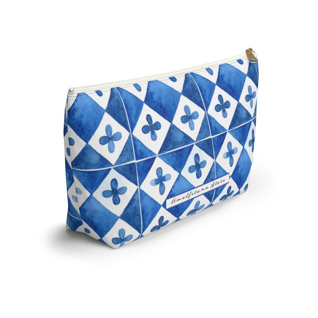Capri Ceramics Tiles Accessory Pouch w T-bottom Travel Bag - AMALFITANA STORE
