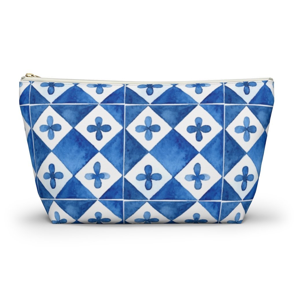 Capri Ceramics Tiles Accessory Pouch w T-bottom Travel Bag - AMALFITANA STORE