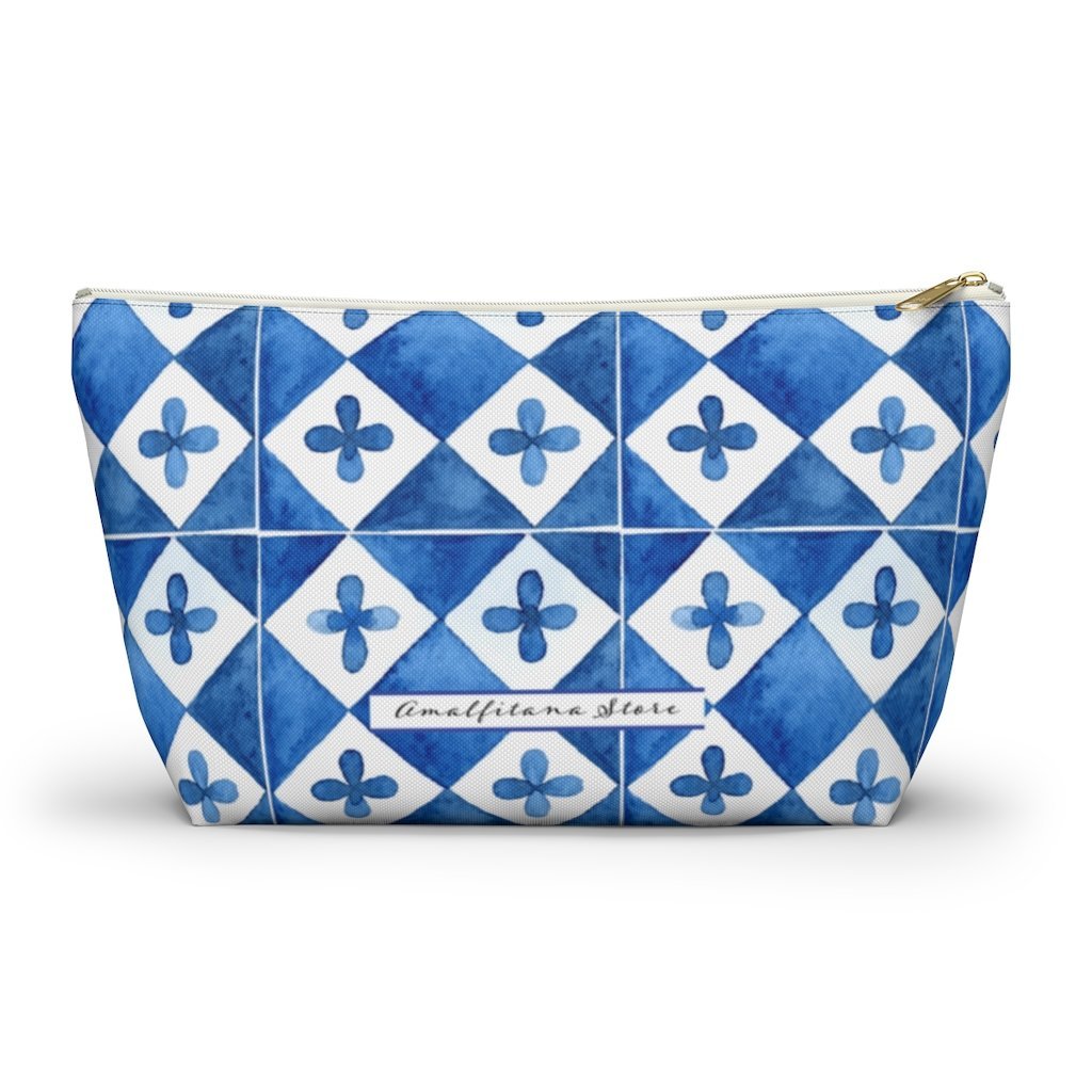 Capri Ceramics Tiles Accessory Pouch w T-bottom Travel Bag - AMALFITANA STORE