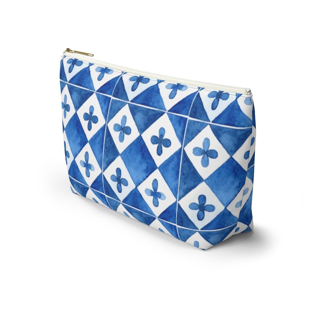 Capri Ceramics Tiles Accessory Pouch w T-bottom Travel Bag - AMALFITANA STORE
