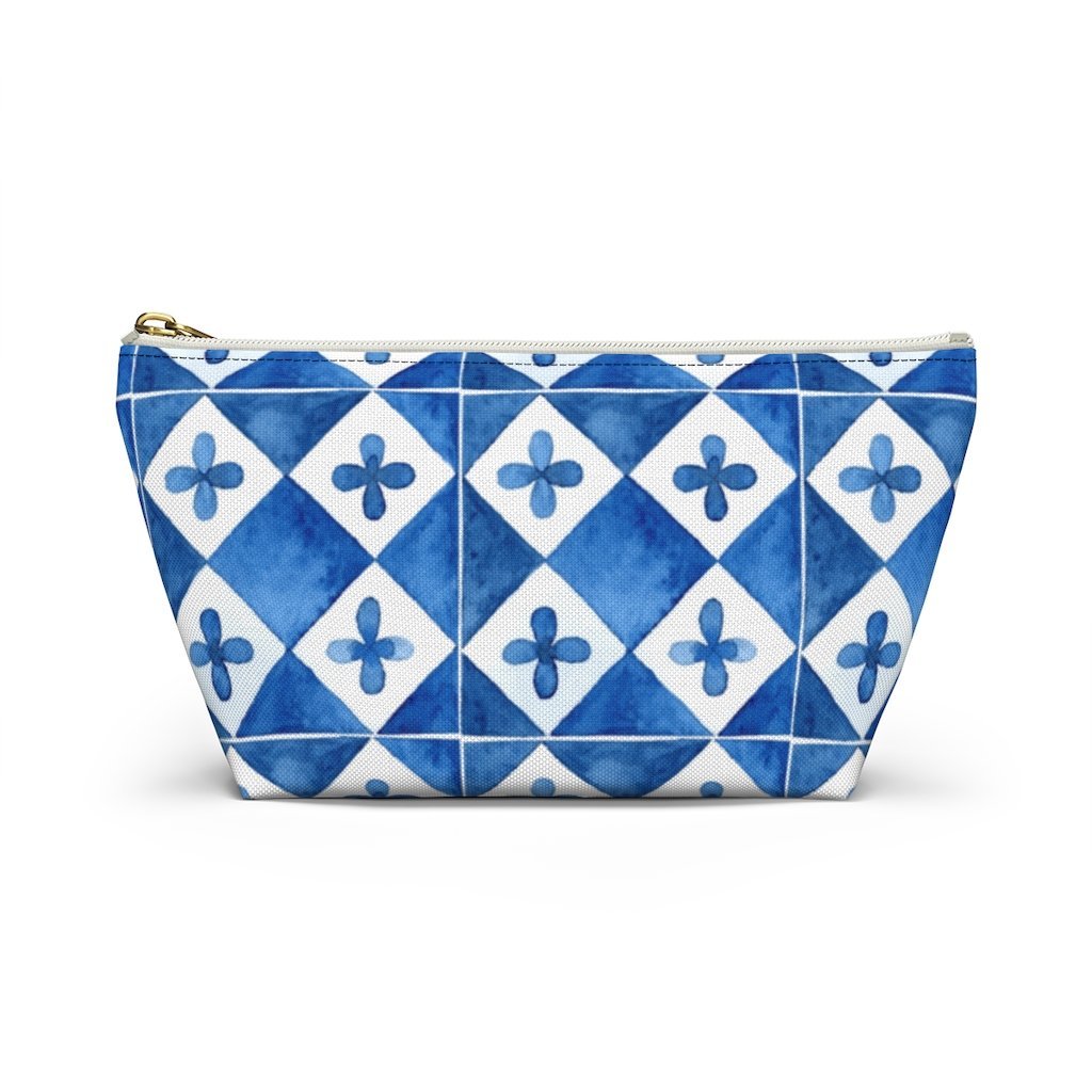 Capri Ceramics Tiles Accessory Pouch w T-bottom Travel Bag - AMALFITANA STORE