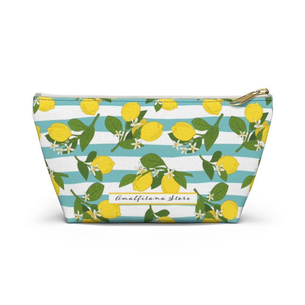 "Positano Lemons" Accessory Pouch w T-bottom Travel Bag - AMALFITANA STORE