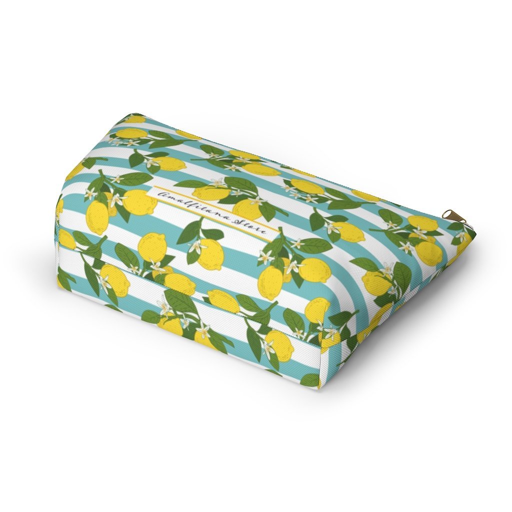 "Positano Lemons" Accessory Pouch w T-bottom Travel Bag - AMALFITANA STORE