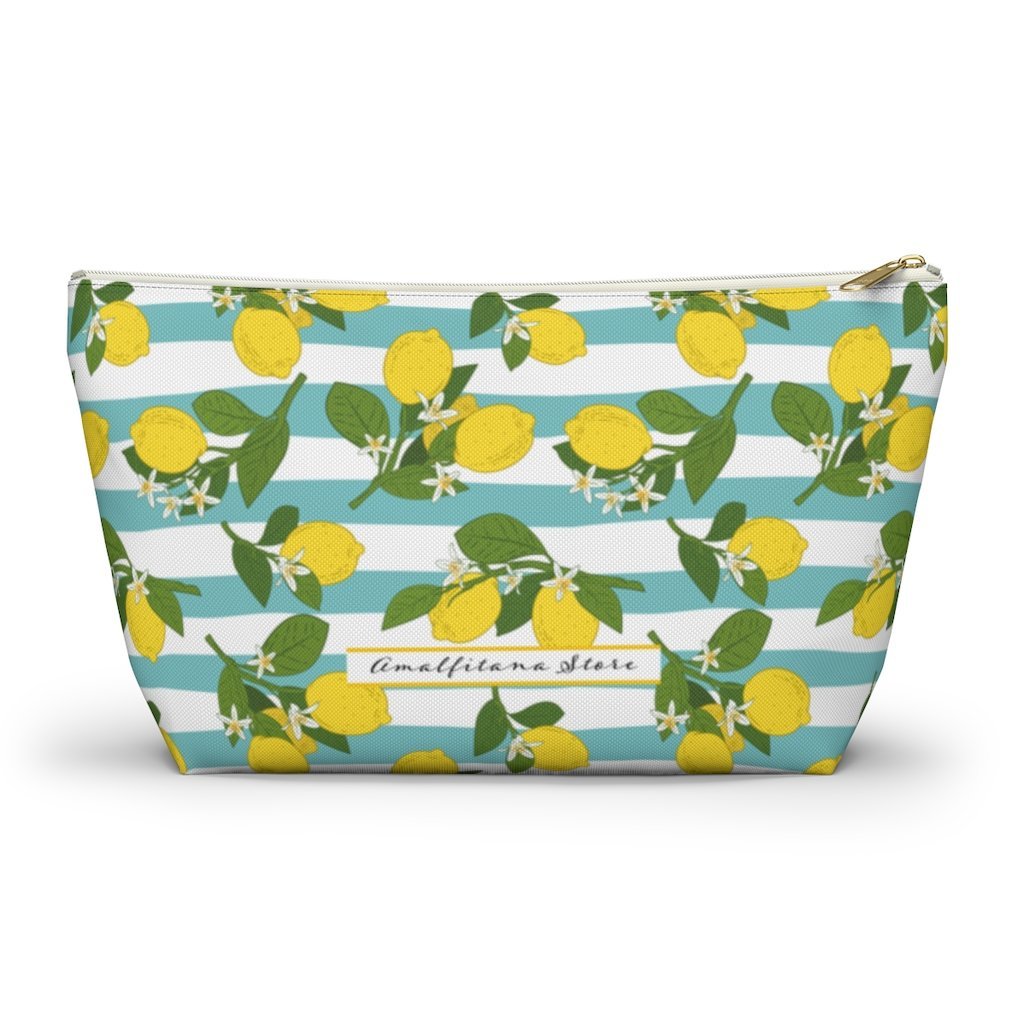 "Positano Lemons" Accessory Pouch w T-bottom Travel Bag - AMALFITANA STORE