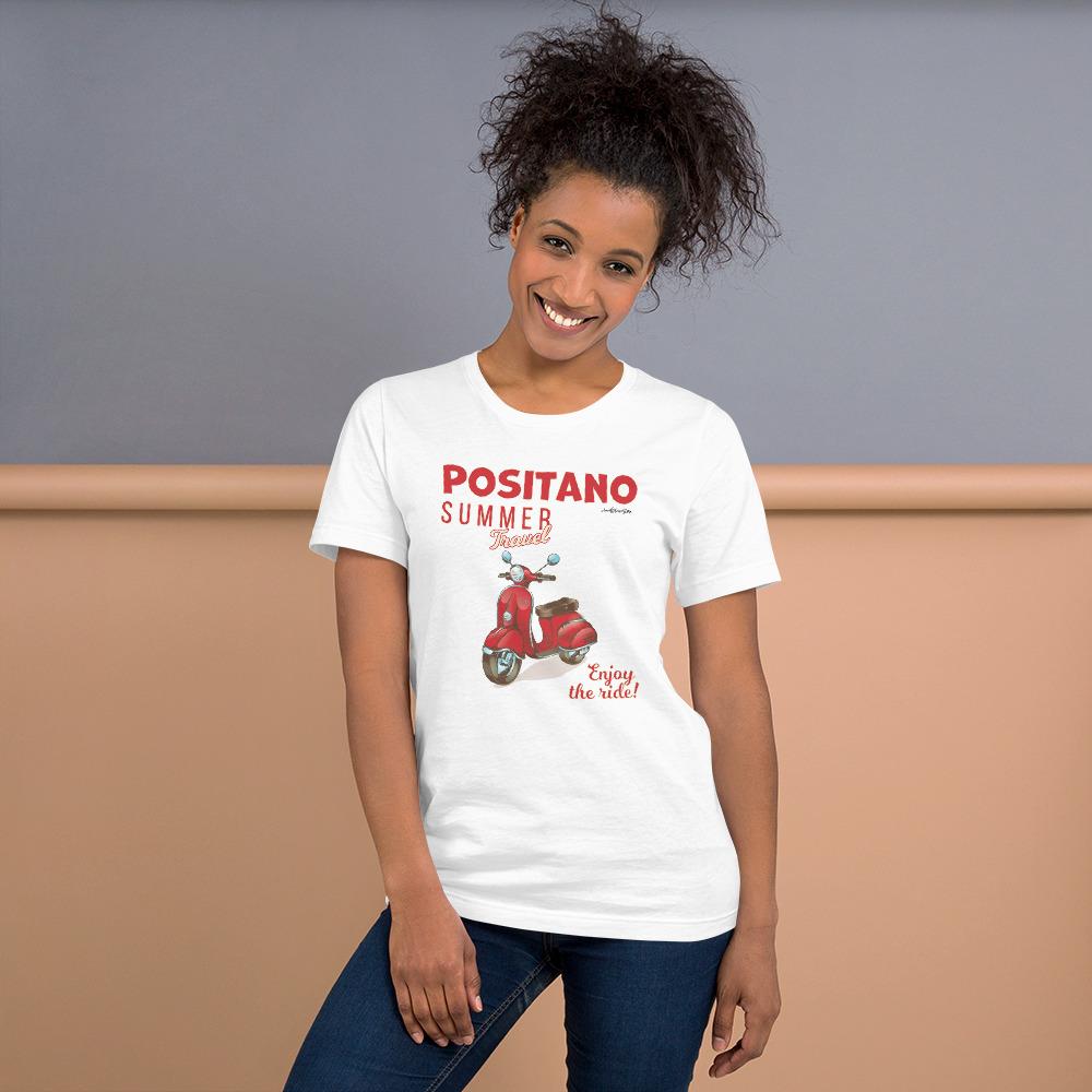Positano Summer Travel Vespa Short-Sleeve Unisex T-Shirt Bella+Canvas - AMALFITANA STORE
