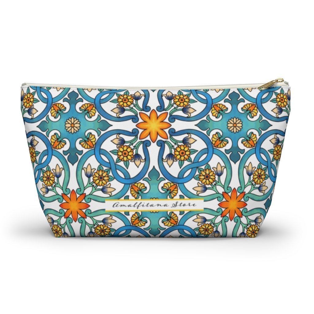 Positano Tiles Ceramic Travel Bag Accessory Pouch w T-bottom - AMALFITANA STORE