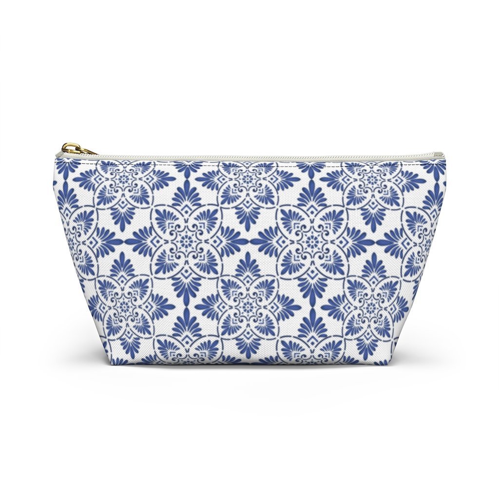 Praiano Blue Tiles Ceramic Accessory Pouch w T-bottom Travel Bag - AMALFITANA STORE