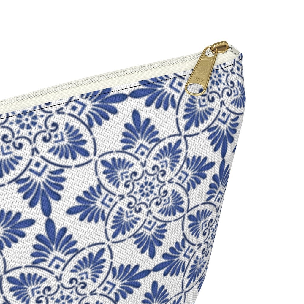 Praiano Blue Tiles Ceramic Accessory Pouch w T-bottom Travel Bag - AMALFITANA STORE