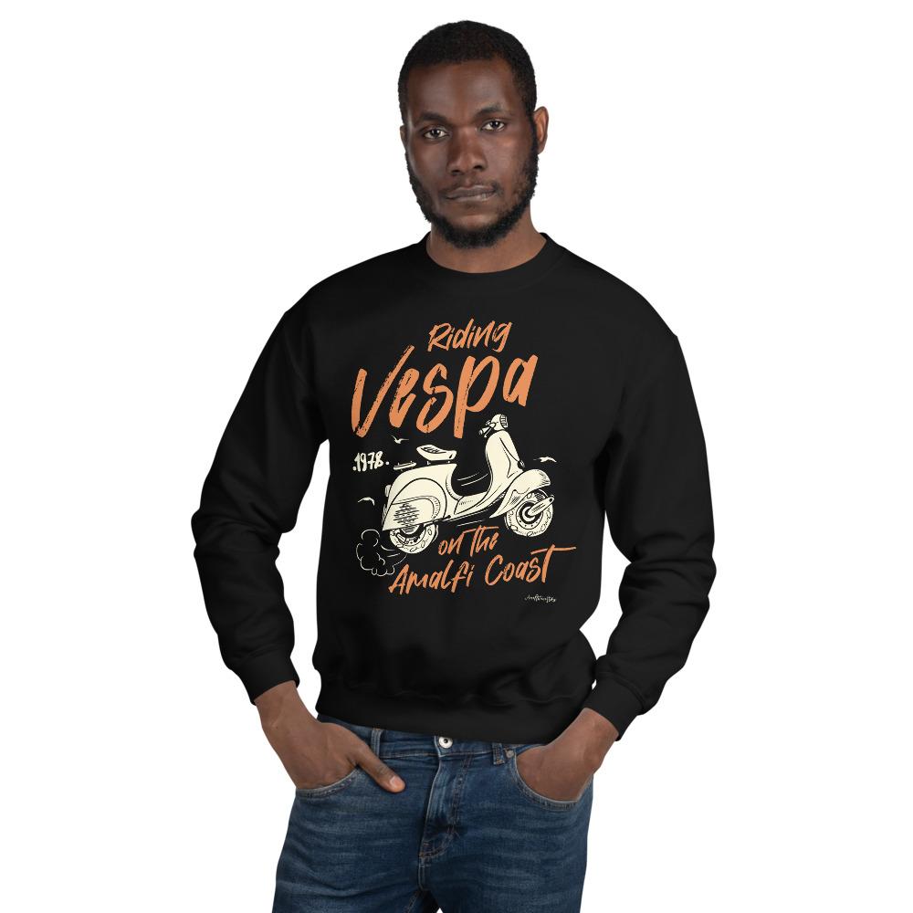 Riding Vespa on the Amalfi Coast. - Vespa Collection Unisex Sweatshirt - AMALFITANA STORE
