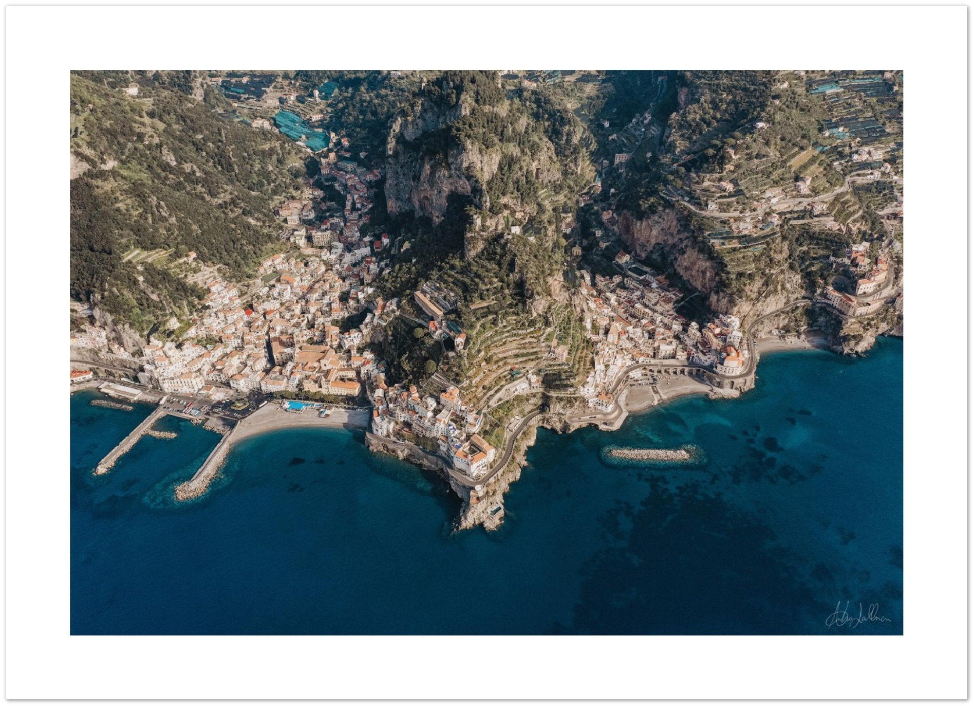 Amalfi & Atrani Aerial View Premium Semi-Glossy Print
