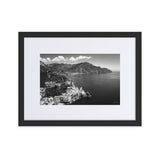 Amalfi & Clouds BW Matte Paper Framed Poster With Mat