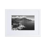 Amalfi & Clouds BW Matte Paper Framed Poster With Mat - AMALFITANA STORE