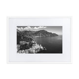 Amalfi & Clouds BW Matte Paper Framed Poster With Mat - AMALFITANA STORE