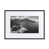 Amalfi & Clouds BW Matte Paper Framed Poster With Mat - AMALFITANA STORE