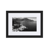 Amalfi & Clouds BW Matte Paper Framed Poster With Mat - AMALFITANA STORE