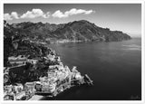 Amalfi Coast Aerial View B&W Premium Semi-Glossy Print
