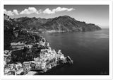 Amalfi Coast Aerial View B&W Premium Semi-Glossy Print