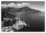 Amalfi Coast Aerial View B&W Premium Semi-Glossy Print